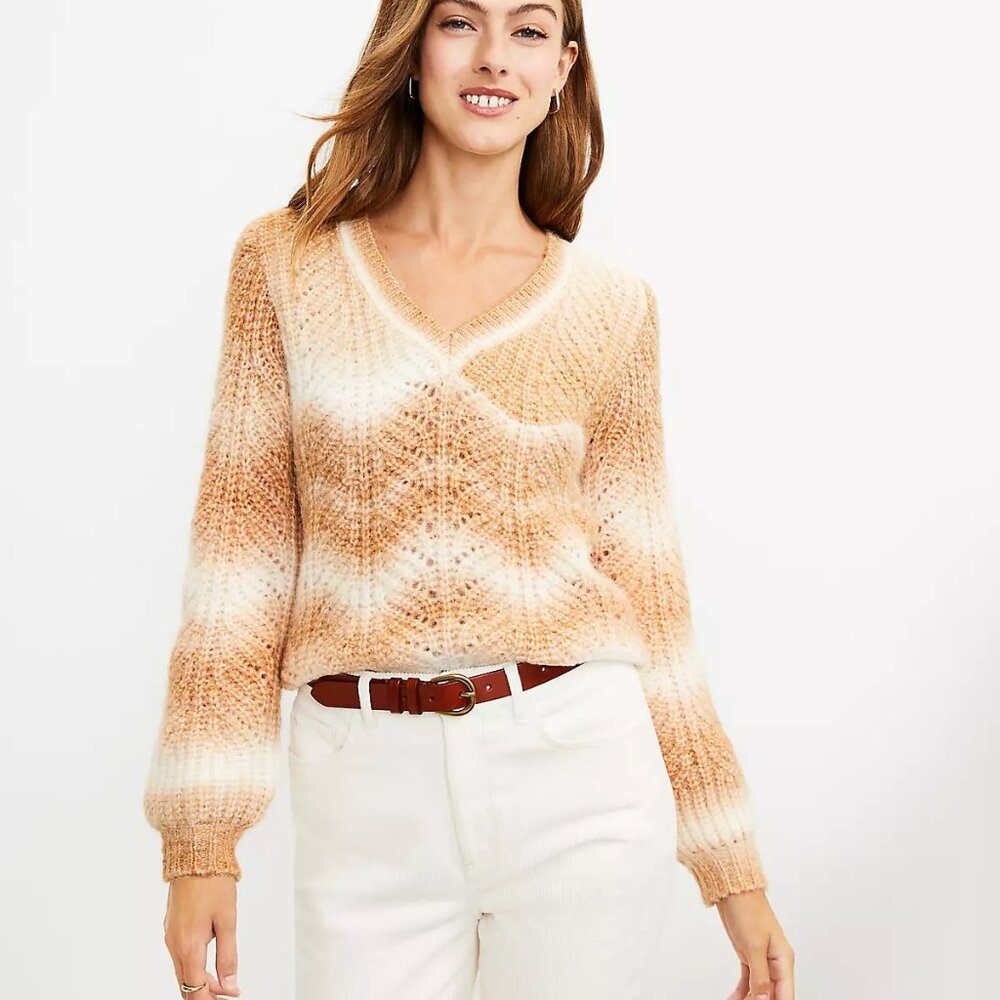 LOFT brown & white sweater, XXS